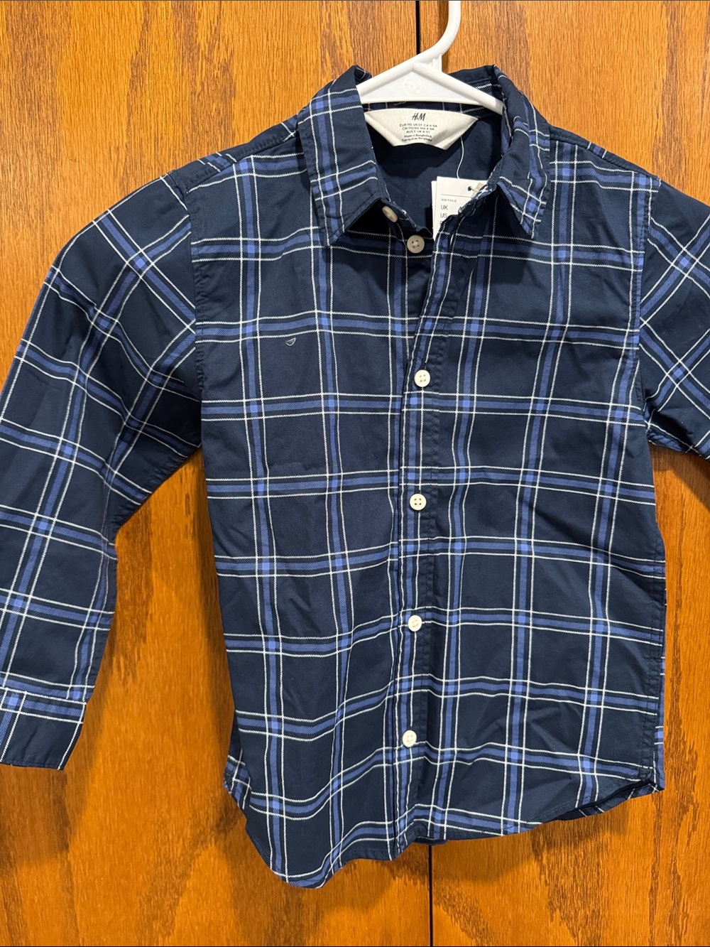 H&M Navy and White Plaid Button-Down Shirt
